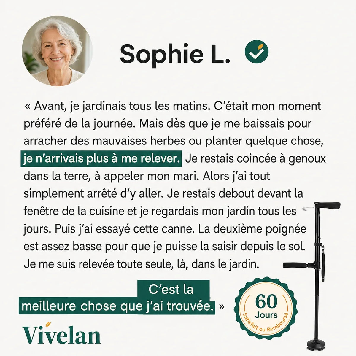 La canne d'appui Vivélan